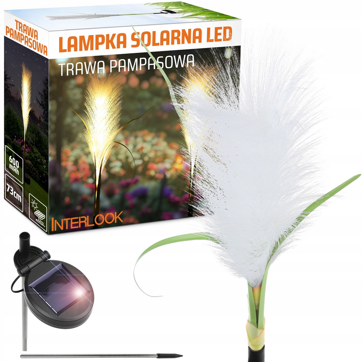 Zabudovaná solárna lampa Interlook, biela, 73 cm, 1 ks.